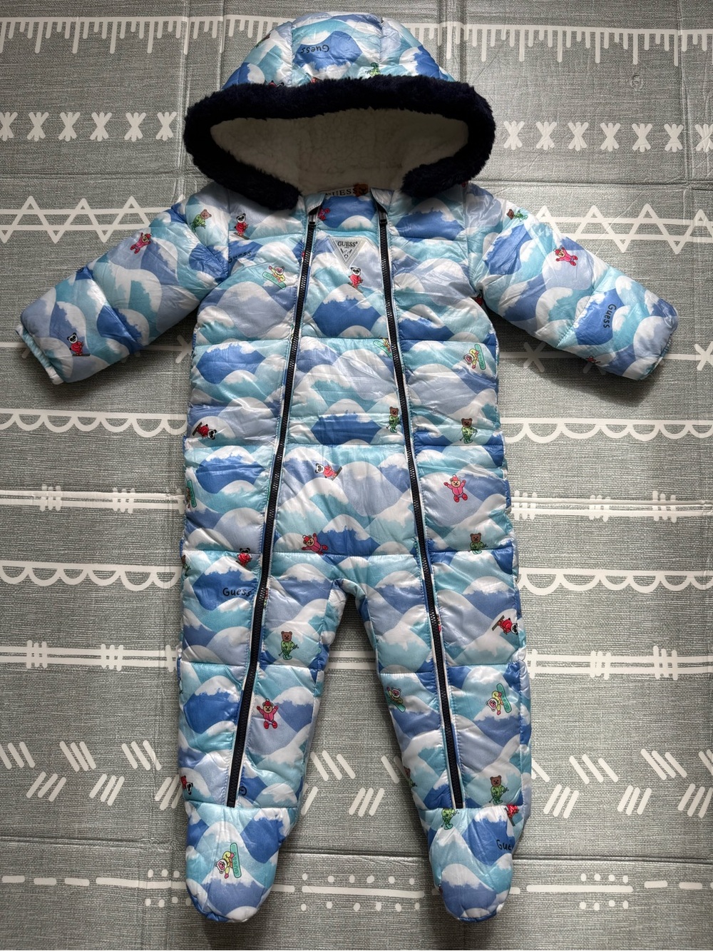 GUESS Baby Snowsuit / Pramsuit 12M - Sherpa Lined Winter All-in-One